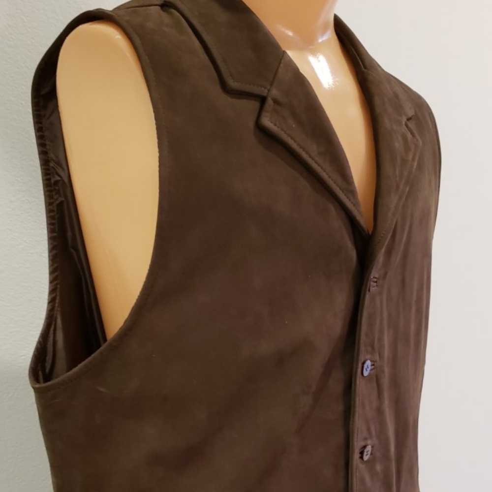 brown suede leather men's vest Siegler & Co XL